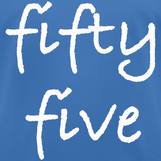 Fiftyfive -teksti valkoisena kahdessa rivissä