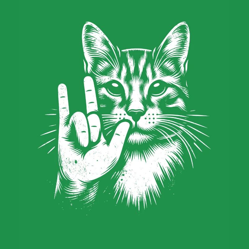 ILY Cat ASL Geste de la main Perte auditive sourde