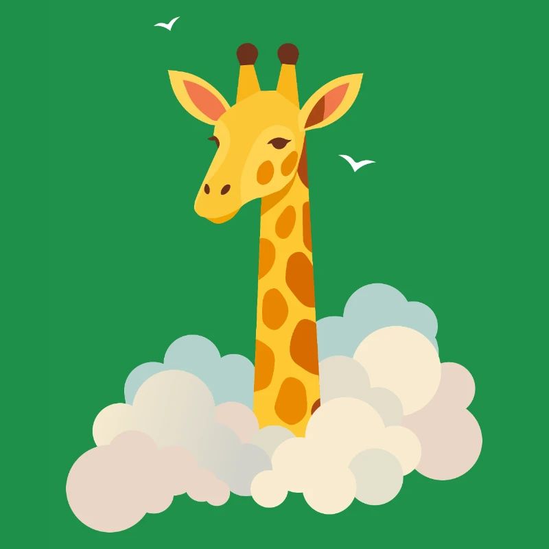 Gentle giraffe above the clouds – Dreamlike motif