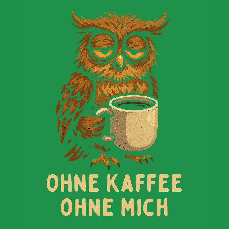 Nickernde Eule mit Kaffee