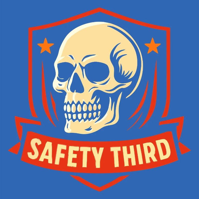Sicherheit Dritte Abzeichen Schädel Safety Third