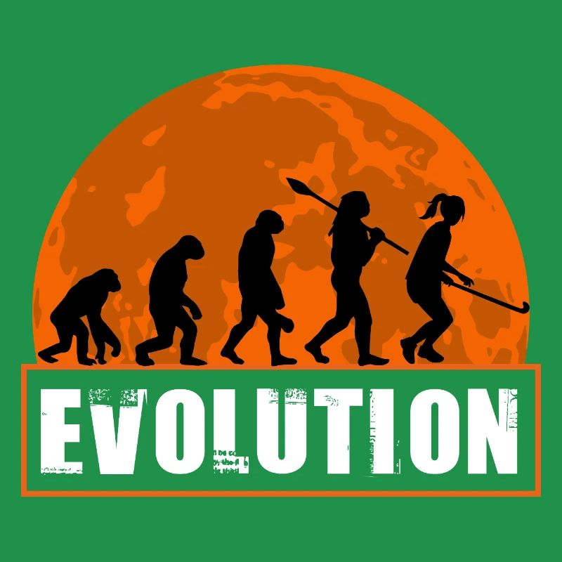 Silhouette du Coucher de Soleil de l’Évolution du Hockey sur gazon