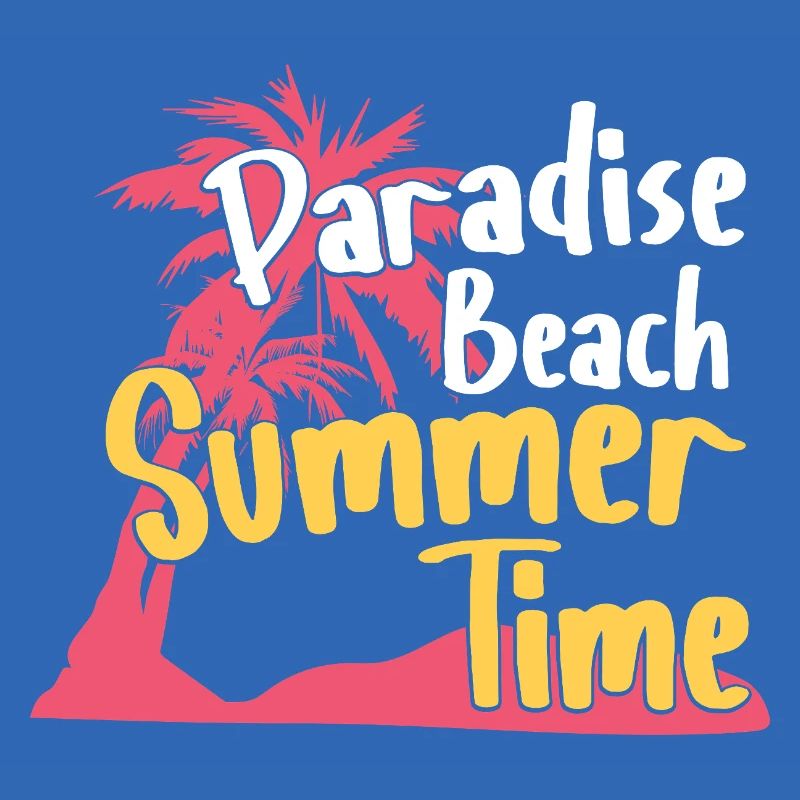 Paradise Beach Summer Time Retro Design