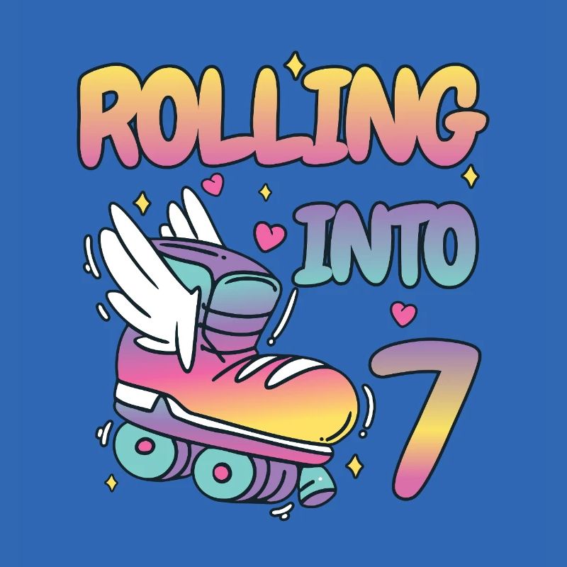 Geburtstag - Rolling into 7 - Sieben - Rollschuhe