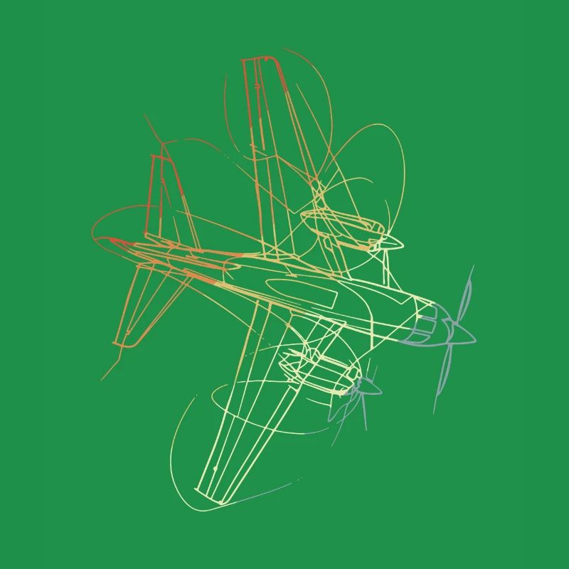 Retro Airplane Drawing