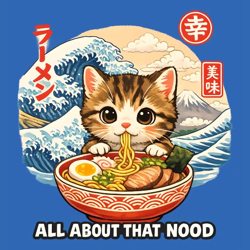 Cats ramen ukiyo-e