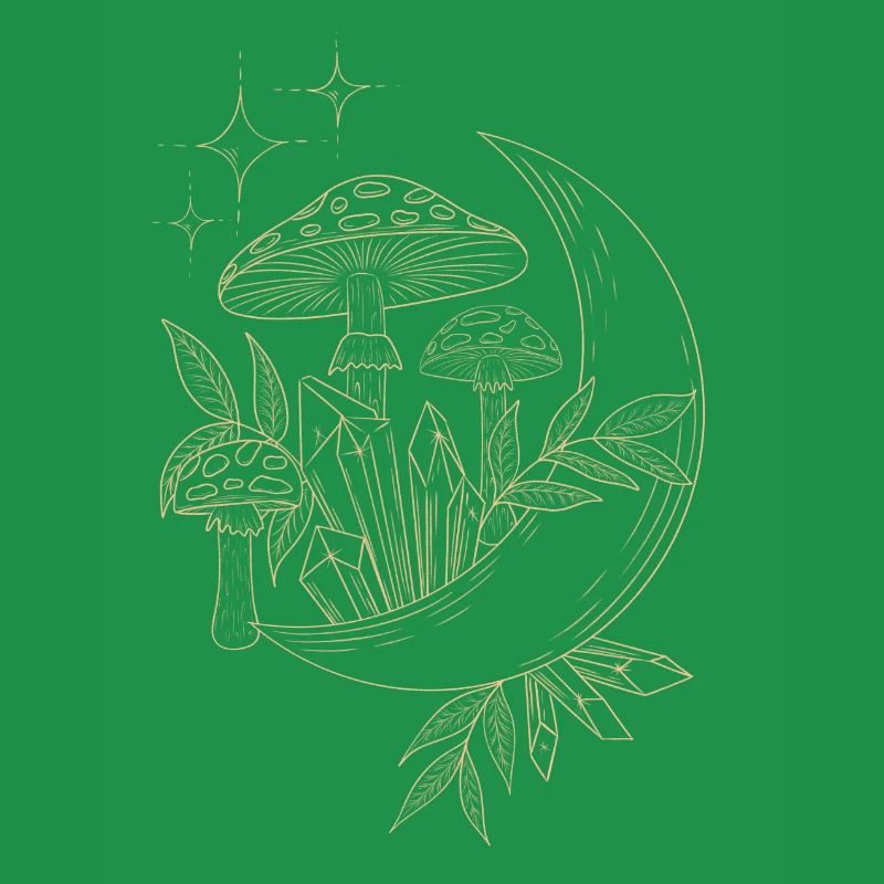 Pilze im Mondschein - Lineart