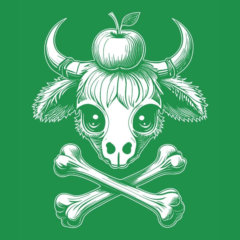 Schweizer Folklore: Kuhkopf & Apfel T-Shirt