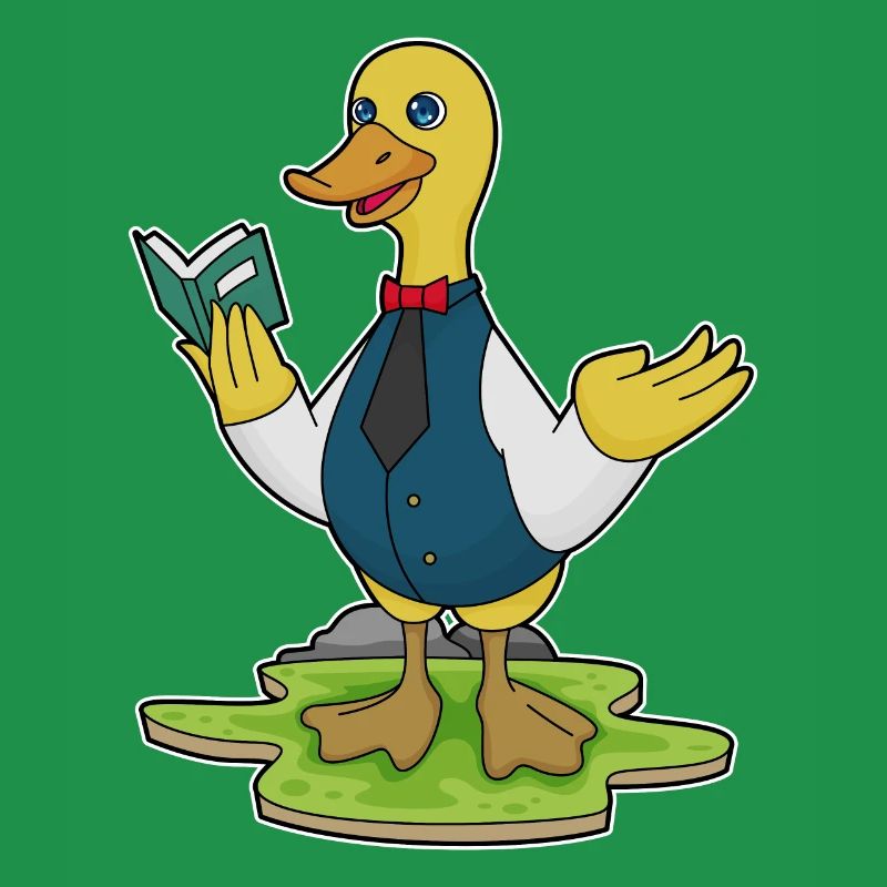 Ente als Lehrer mit Buch
