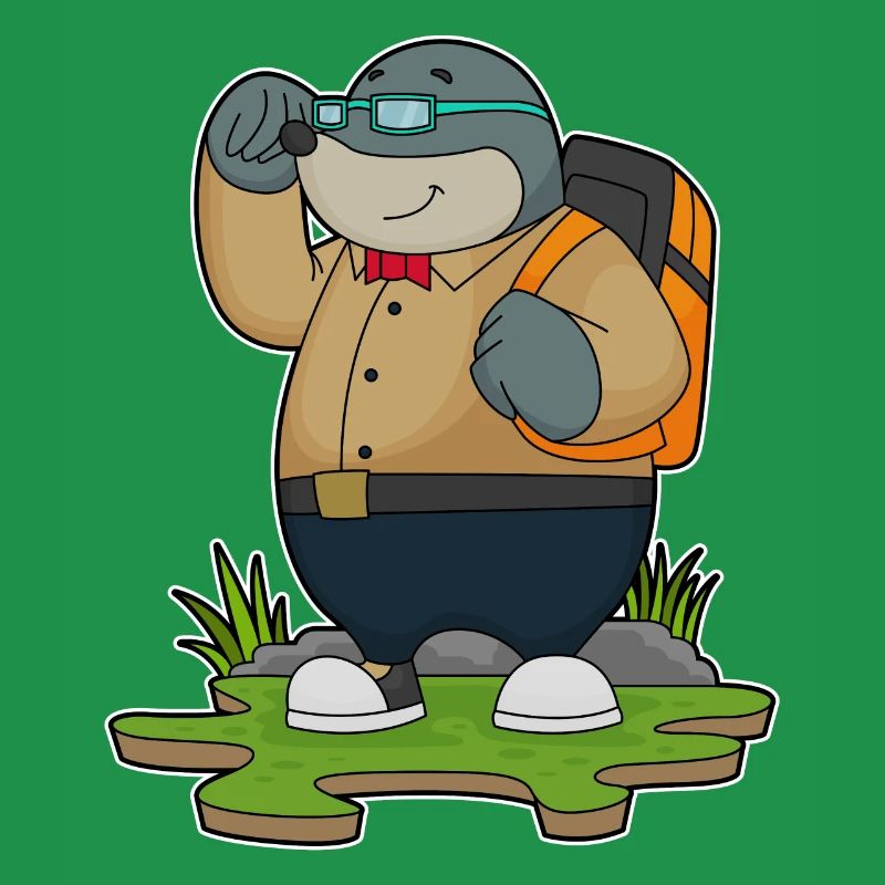 Mole as a hiker with backpack