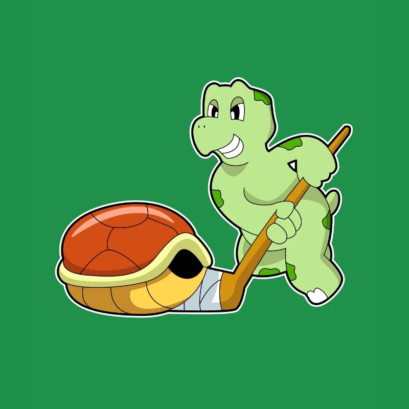 Schildkröte Eishockey Eishockeyschläger
