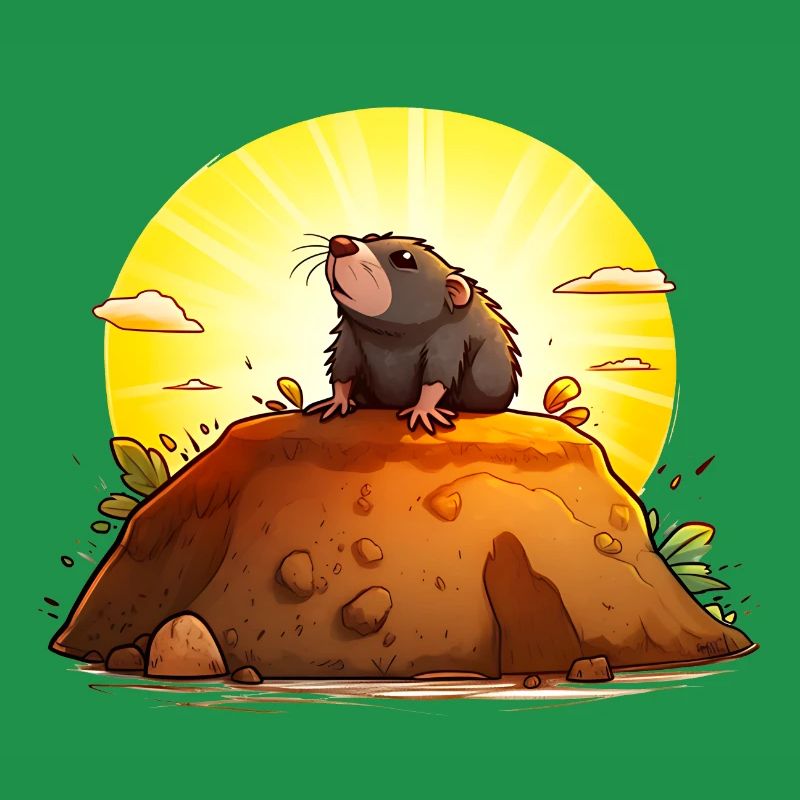 Funny mole on his hill