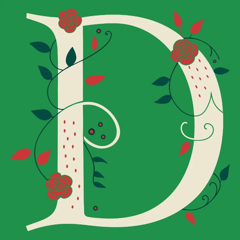 Buchstabe D Monogramm Retro