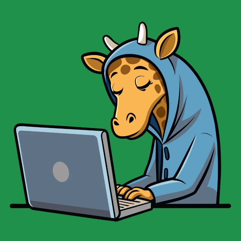 Girafe pirate mignonne en sweat à capuche devant PC