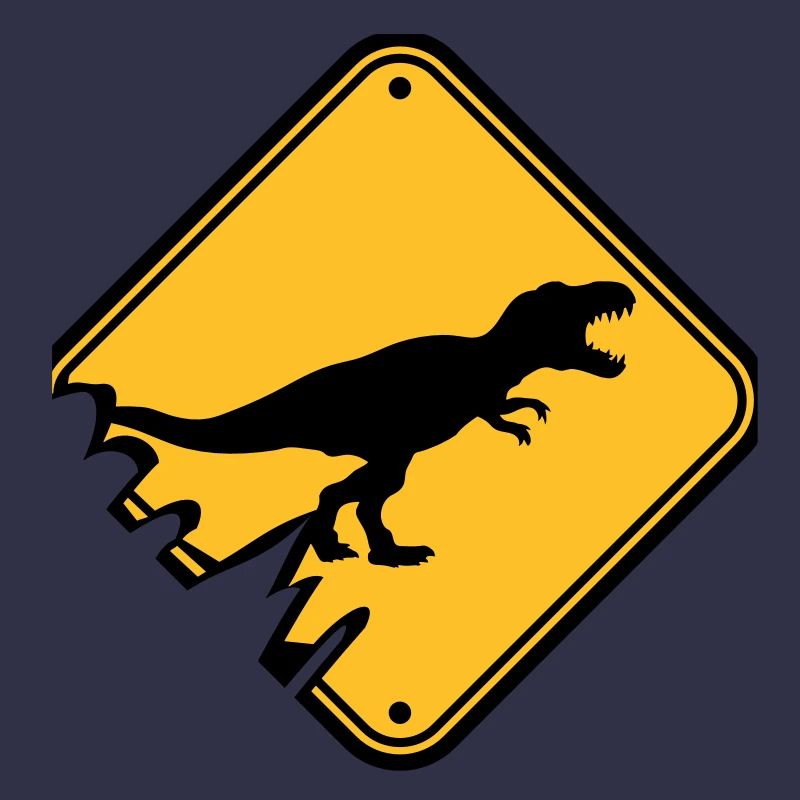 shield danger warning danger caution caution t-rex