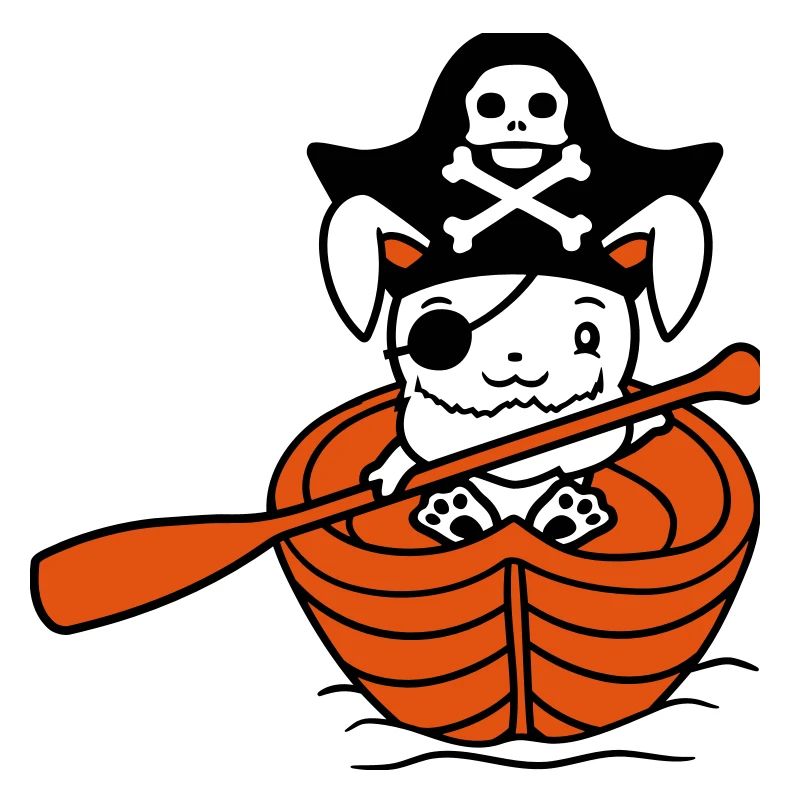 Rabbit Pirate Paddling Rabbit Buccaneer Rowing Boat