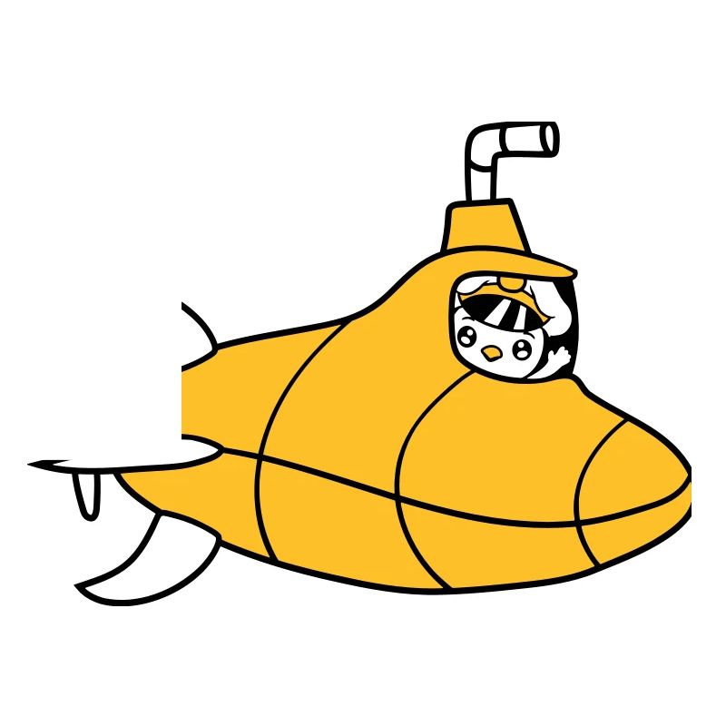 Submarine Bird Duck Captain Chick Cute Comic Cartoon