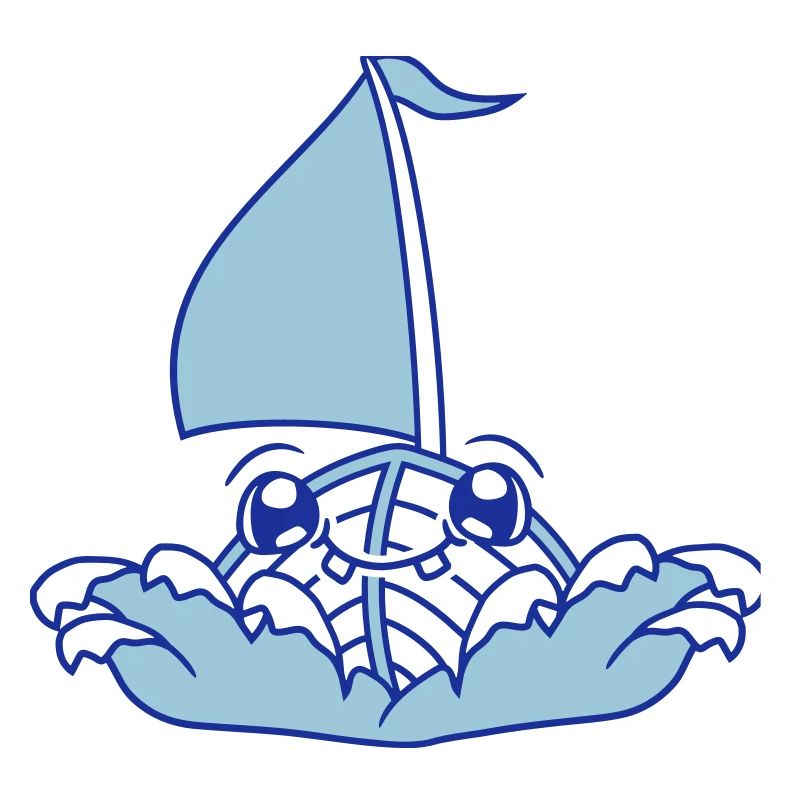 Cute Funny Boat Waves Sailing Face Smiling