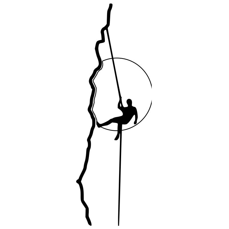 Climber rappelling in the sun (1c)