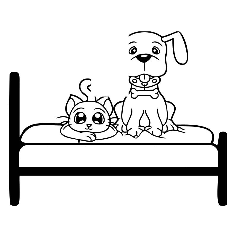 Dog Bed Cat Two Friends Team Kitten 2 Crew