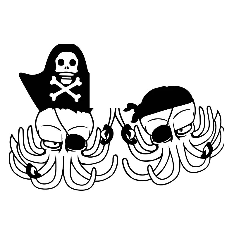 Two Octopus Pirate Sailing Crew Captain 2 Buccaneers