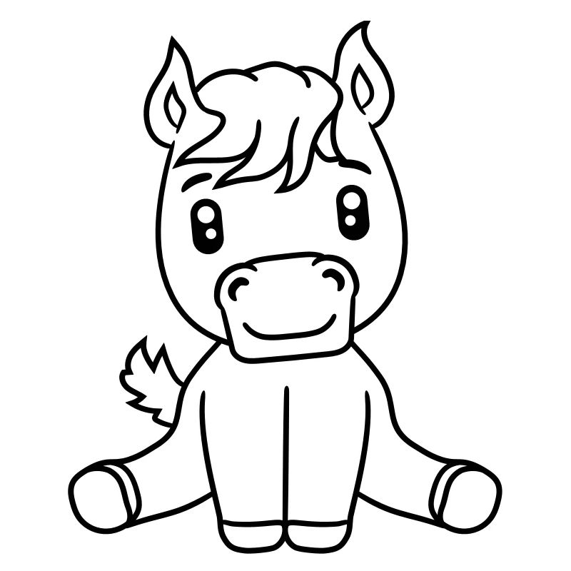 süßes niedliches sitzendes comic cartoon pony pfer