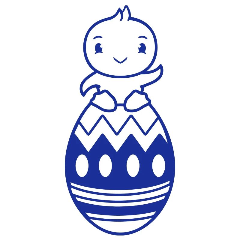 Chick sitting on huge Easter egg waving Easter sweet