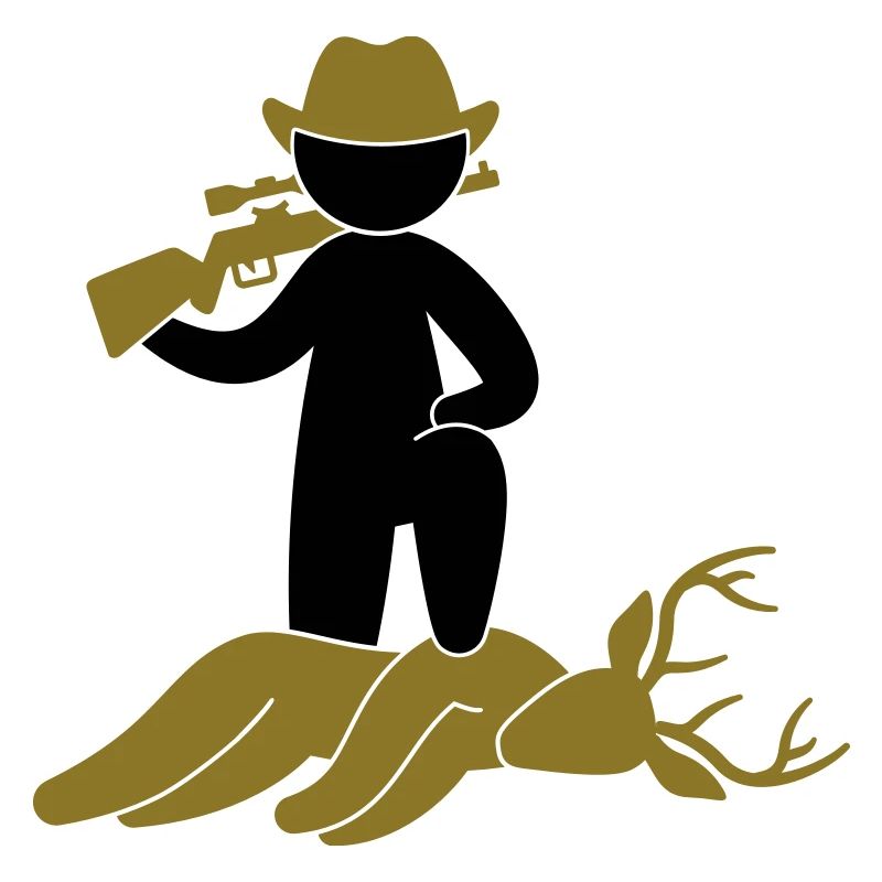 A hunter shot a deer in the forest