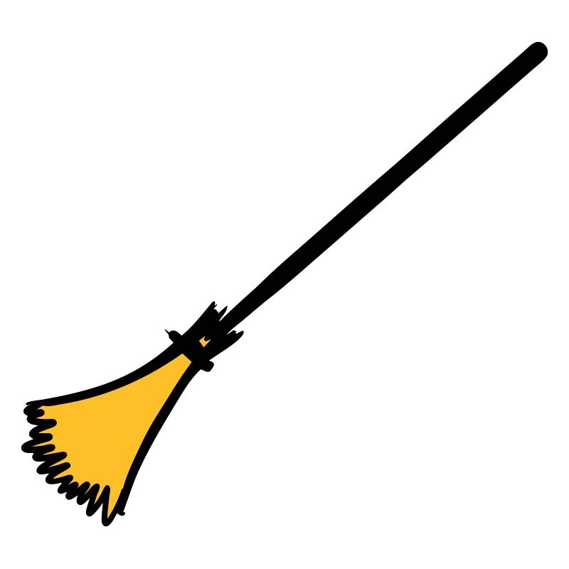 Broom, hand-drawn: cleaning lady, garbage man.