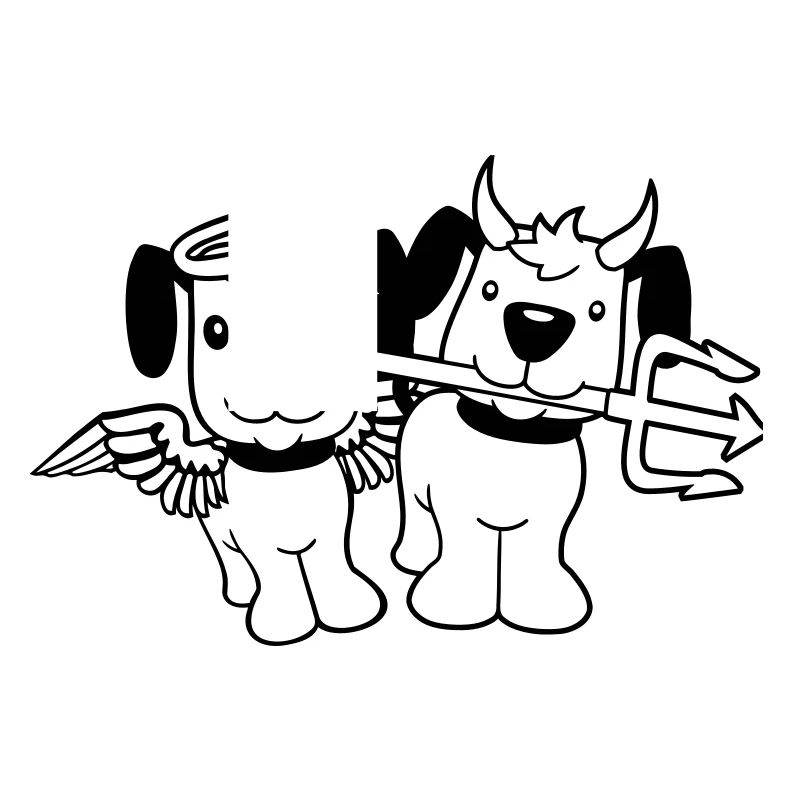 2 Dogs Angel Devil Satan Heaven Hell Conscience