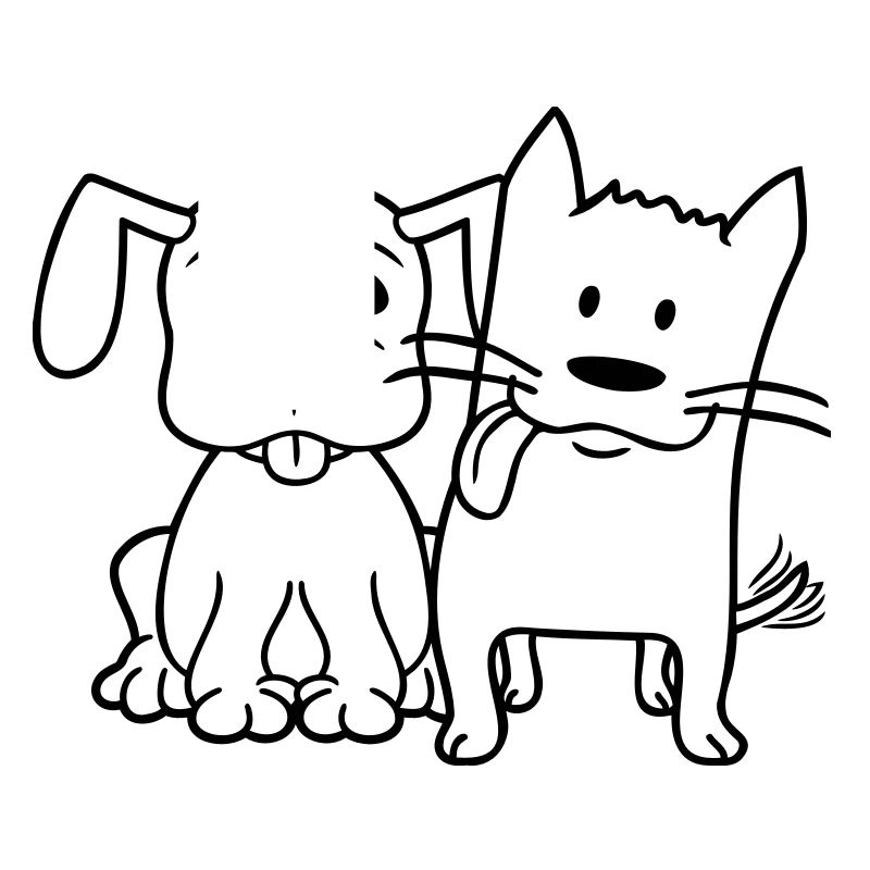 Chien Chat Deux Amis Équipe Chaton 2 Duo Équipage