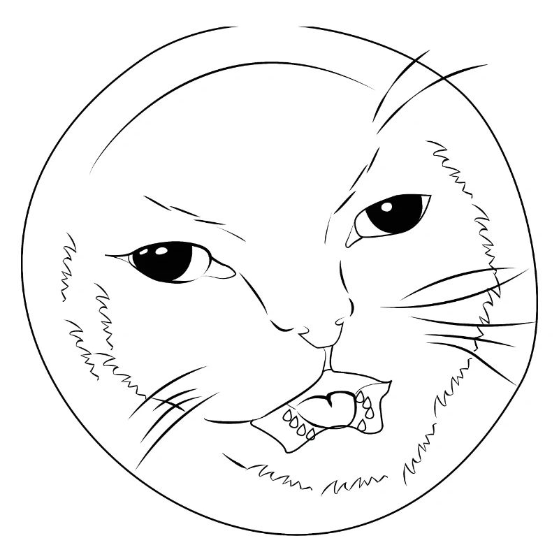 Mignon Visage de chat drôle – Hehe Cat Meme Lineart