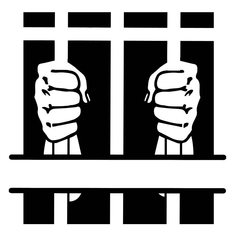 Zwei Fäuste hinter Gittern und Leerzeichen