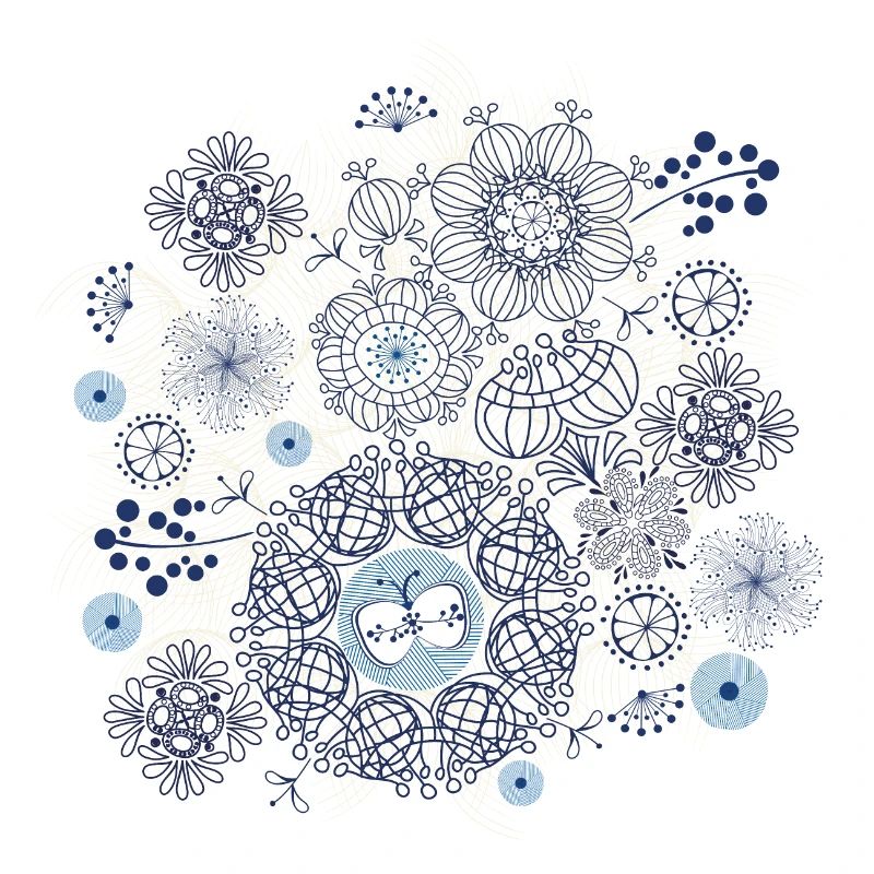 Abstract fireworks pattern in blue and gold
