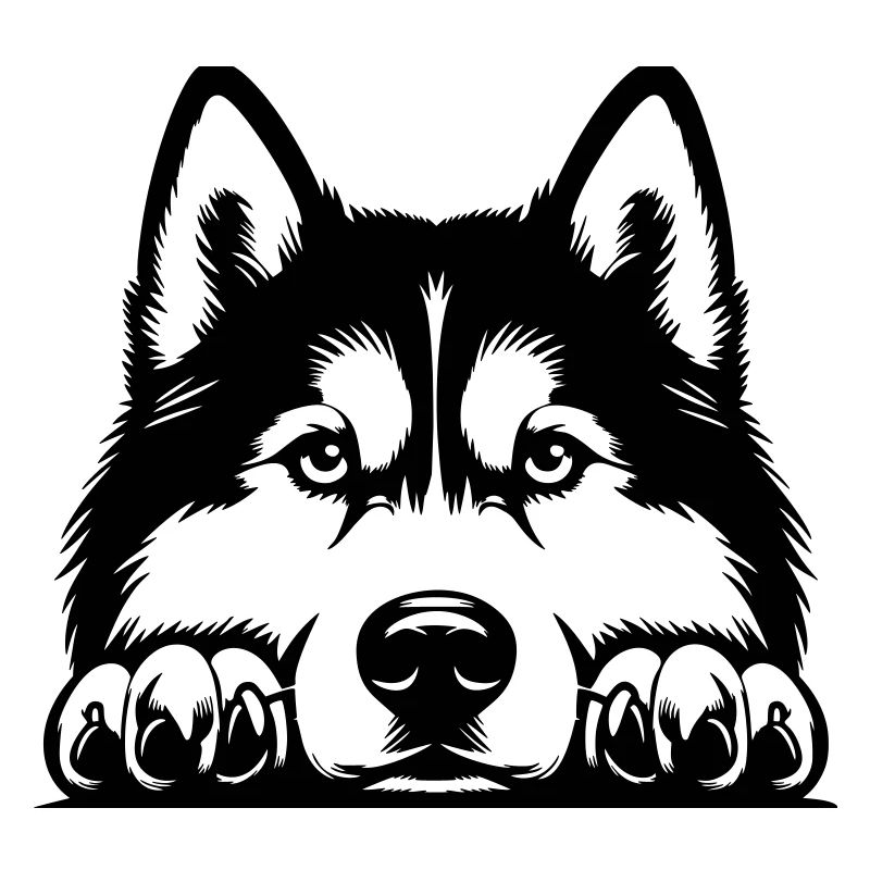 Husky head with paws