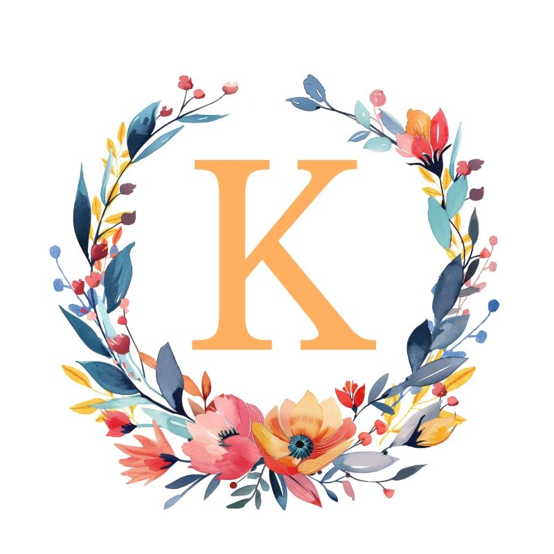K Monogram, Couronne de fleurs, Personnalisable