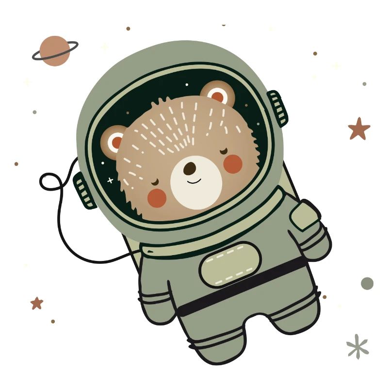 Cute Astronaut Bear in Space