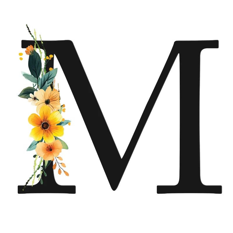 M Monogram, Floral, Personalizable