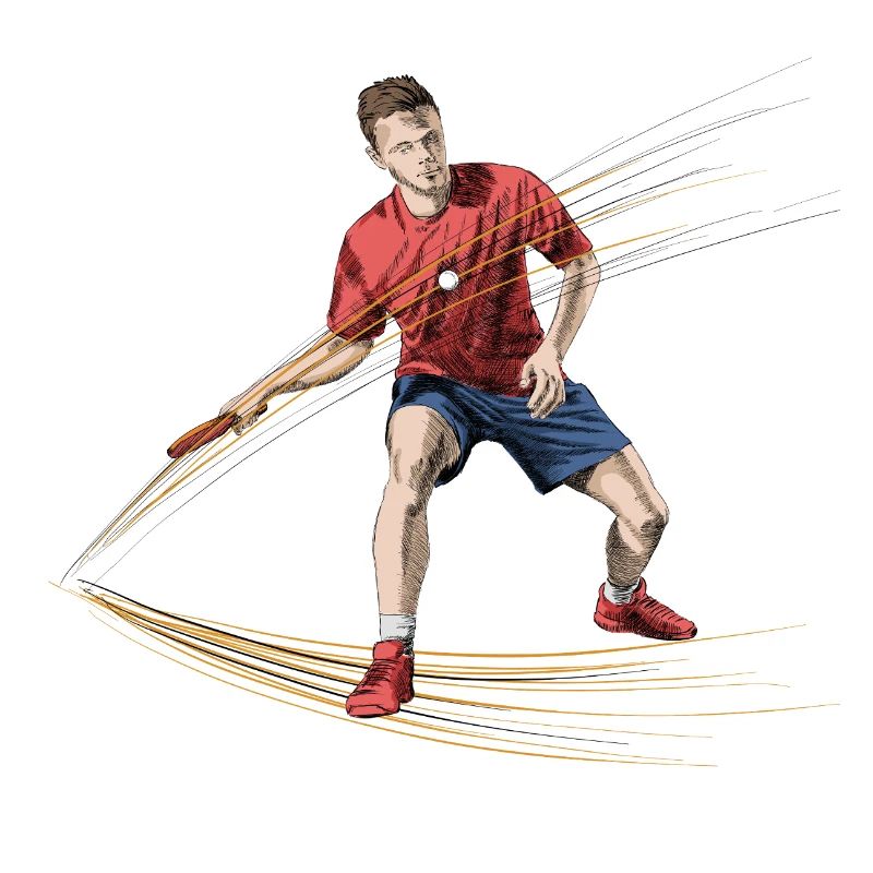 Dynamic table tennis player with energy effects
