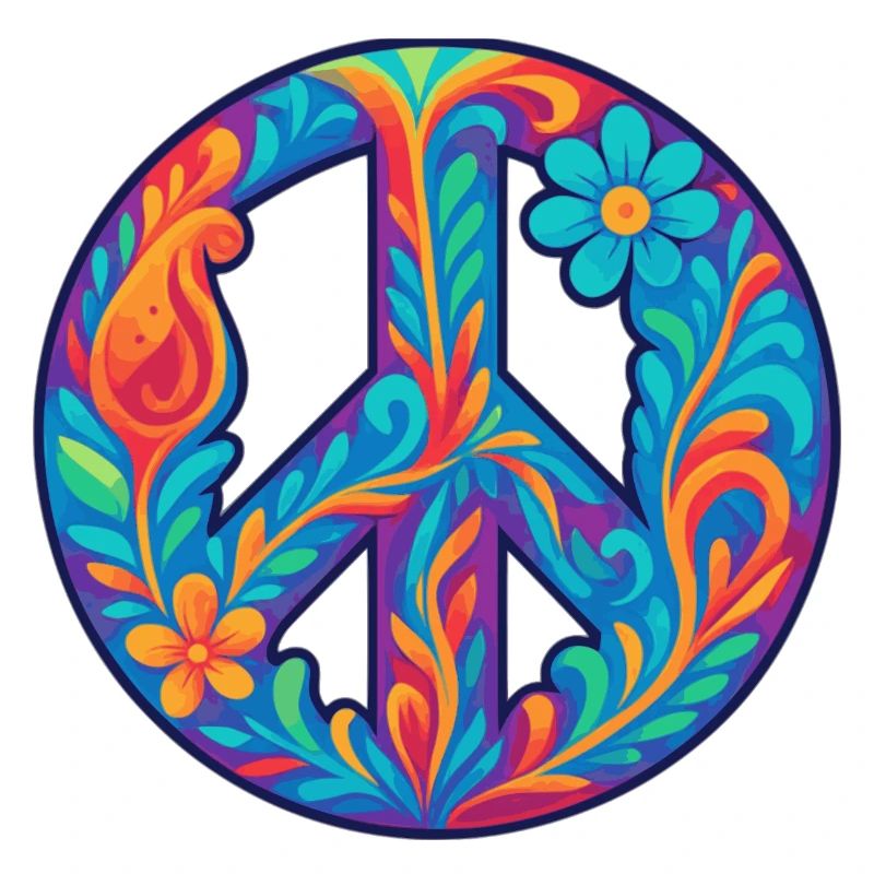 Floral Pattern Peace Symbol Design