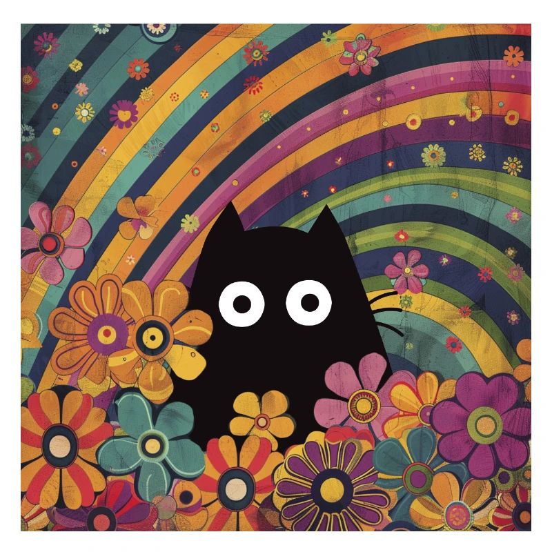 Chat en fleur Chats d’été Chat image arc-en-ciel