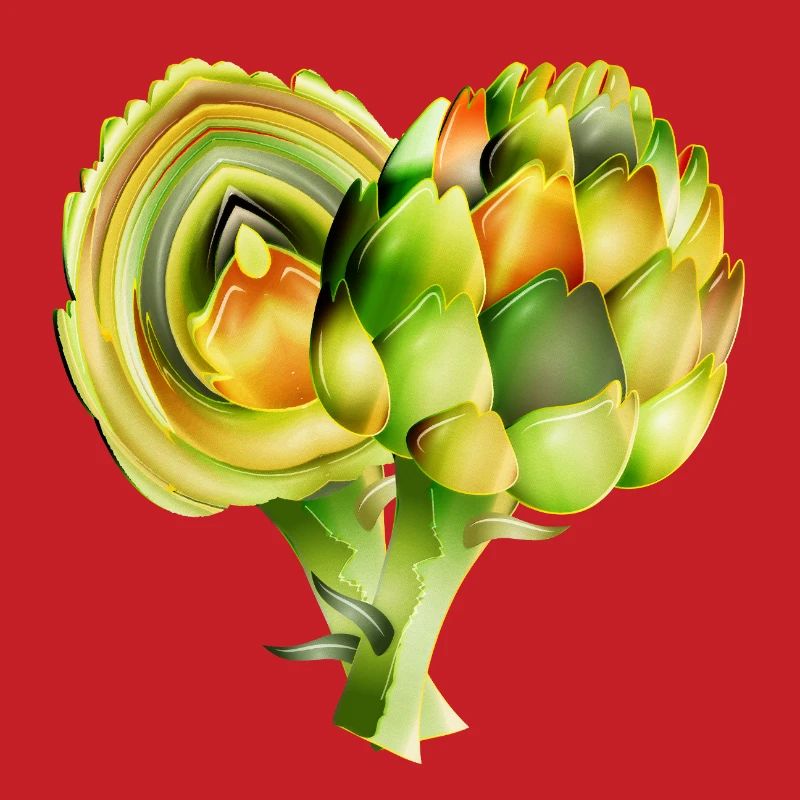 Illustration délicate d’artichauts dans des tons verts chauds