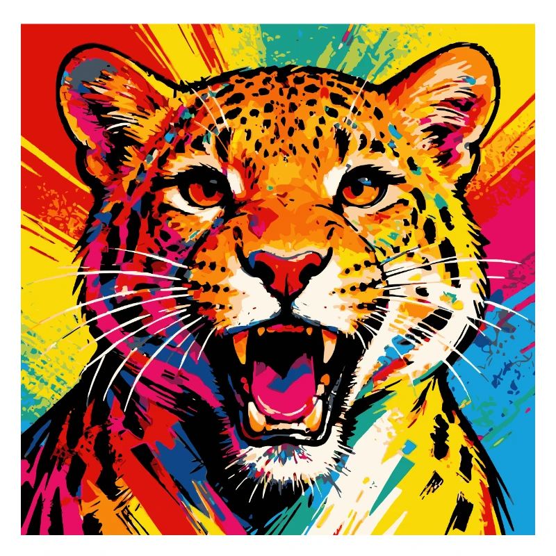 Leopard Pop Art Farbexplosion
