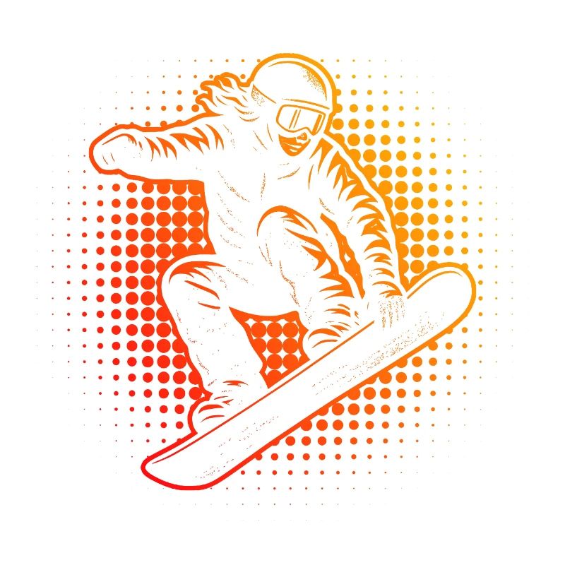Fiery red snowboarder in the jump
