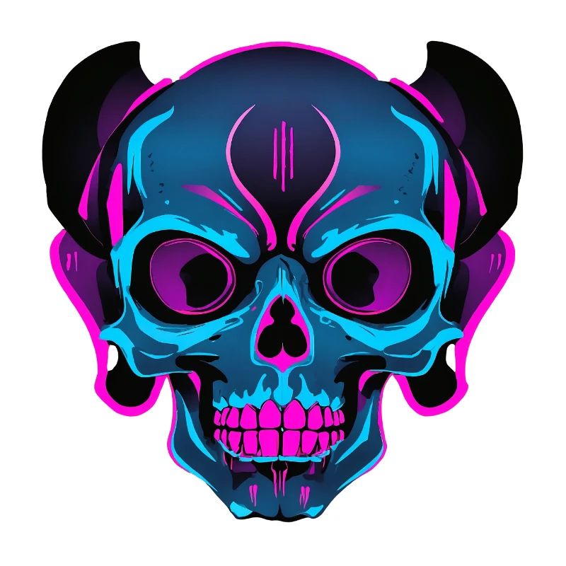 Neon Skull mit Kopfhörern