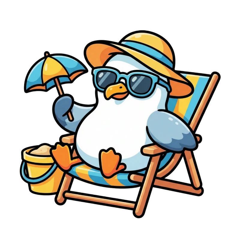 Sun-style beach penguin