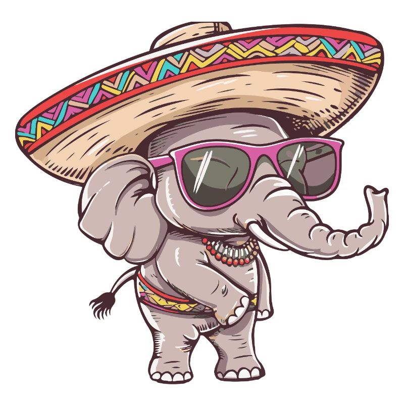 Elephant Comic Funny Sombrero