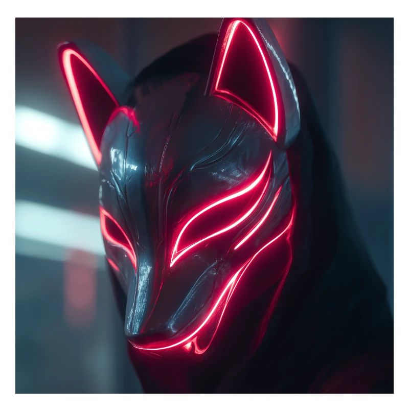 Neon Fox Mask with Glow Edges