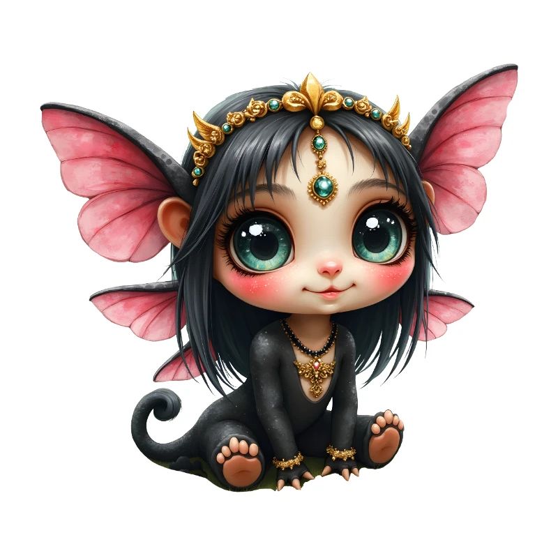 Fée papillon Chibi avec des bijoux