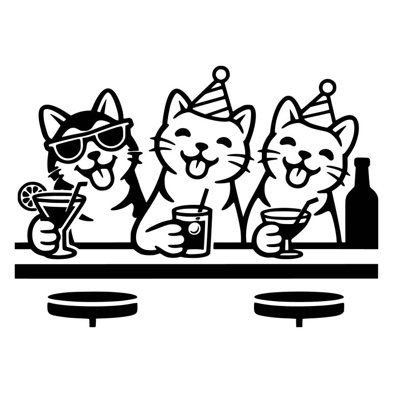 Fête Chats Gueule de bois Bar Boire